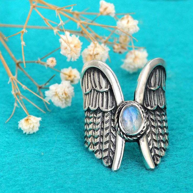 Olivenorma Angel Wings Moonstone Feather Ring - image 4