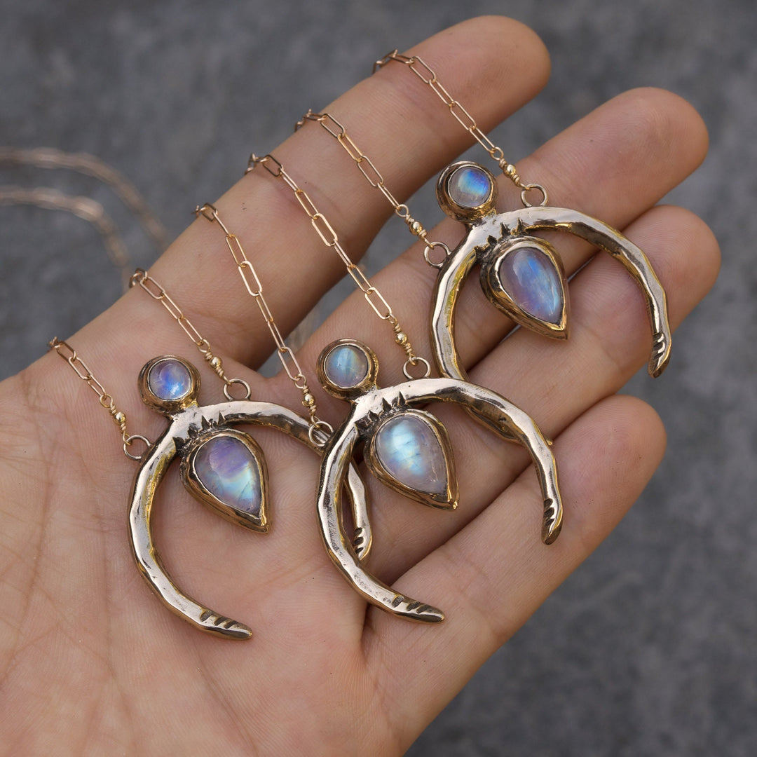 Olivenorma Gold Crescent Moonstone Necklace - image 4