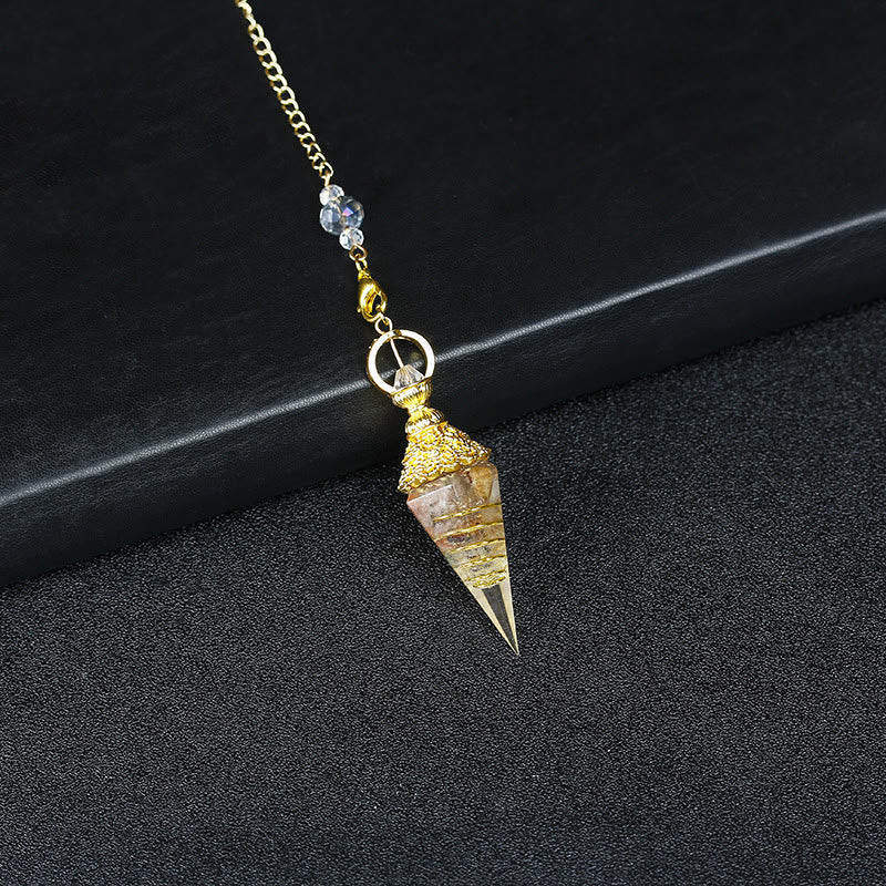 Olivenorma Natural Crystal Resin Hexagonal Pyramid Pendulum - Ghost Stone - image 51