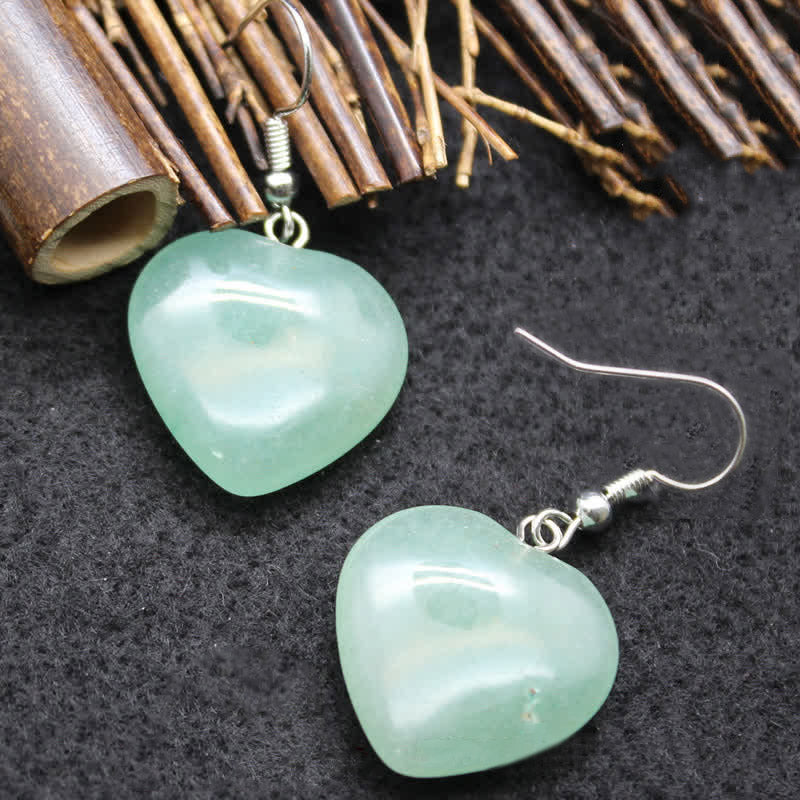 Natural Crystal Heart Healing Earrings - Green Aventurine - image 6