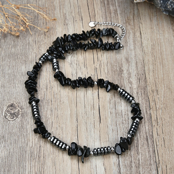 Olivenorma Natural Stone Irregular Crystal Necklace - Obsidian - image 2