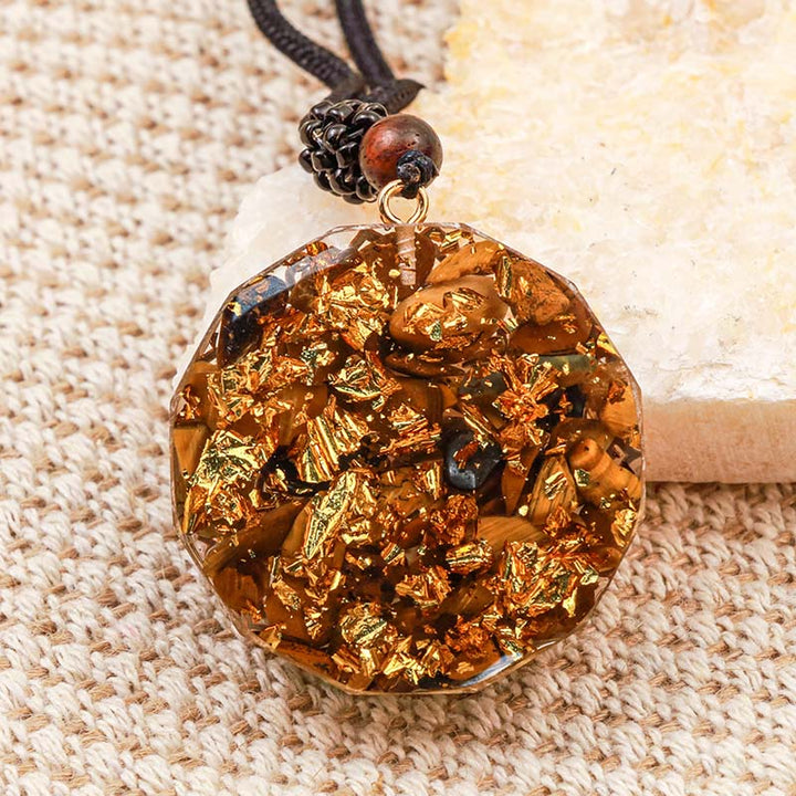 Olivenorma Tiger Eye OM Symbol Protection Necklace - image 3