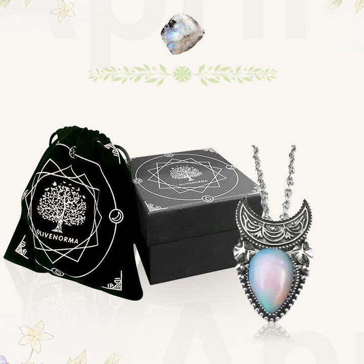 Olivenorma Vintage Moonstone Water Drop And Moon Necklace - image 4