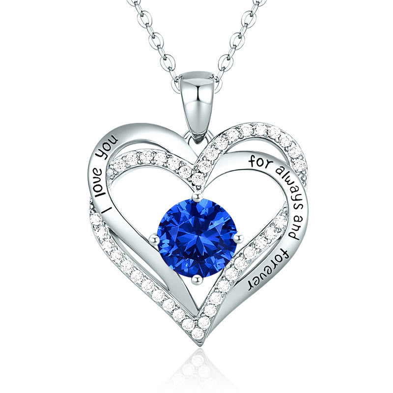 Olivenorma "I love you for always and forever" - Birtshtone Heart Necklace - Silver - September - image 23