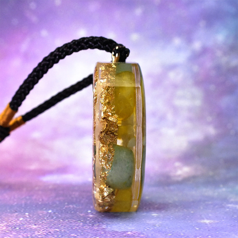 Olivenorma Clear Crystal Green Aventurine Metatron's Cube Symbol Necklace - image 3