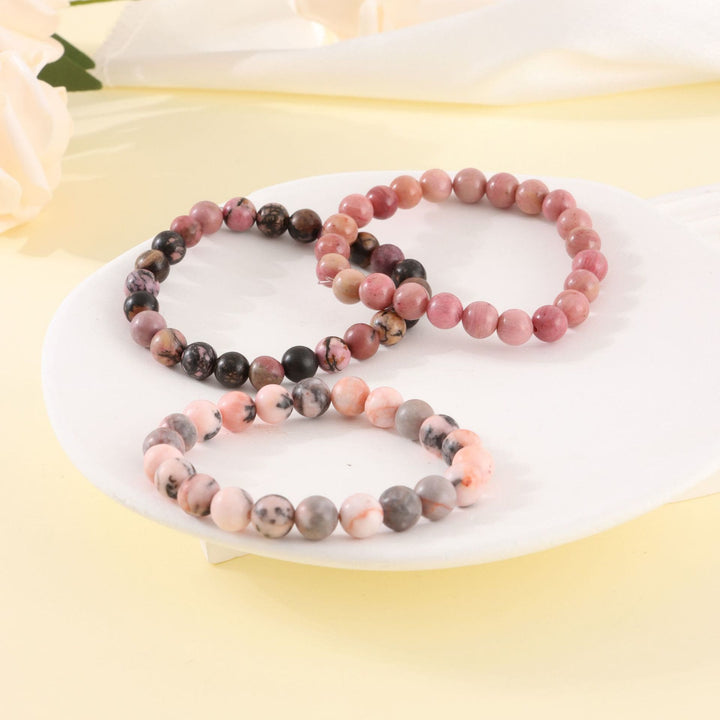 Olivenorma Rhodochrosite Pink Zebra Stone 8mm Handmade Beaded Bracelet - image 0