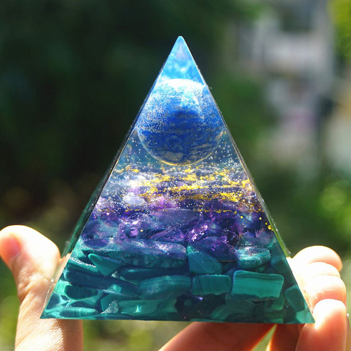 Olivenorma Lapis Lazuli Sphere with Amethyst and Malachite Pyramid - 10*10cm - YES PLEASE $8 - image 0