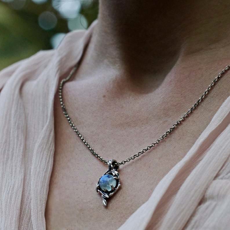 Olivenorma Moonstone Flame Drop Pendant Necklace - image 1