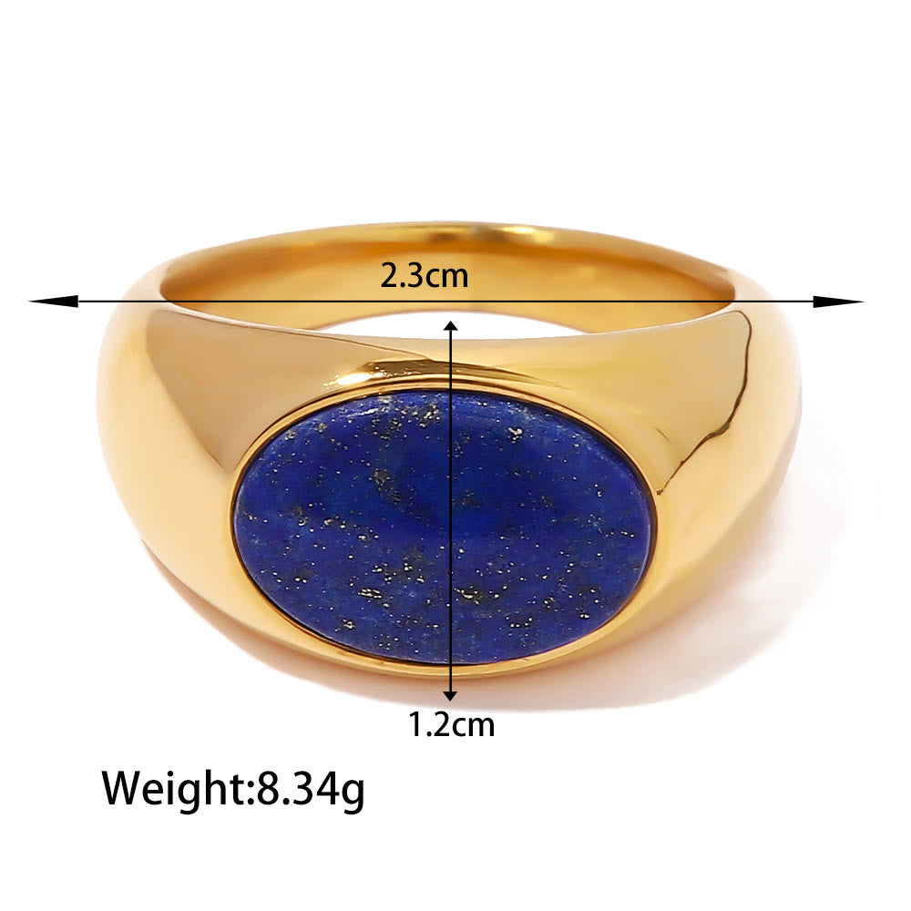 Olivenorma Court Vintage Titanium Steel Lapis Lazuli Ring Set - 7 - Lapis Lazuli#4 - image 4
