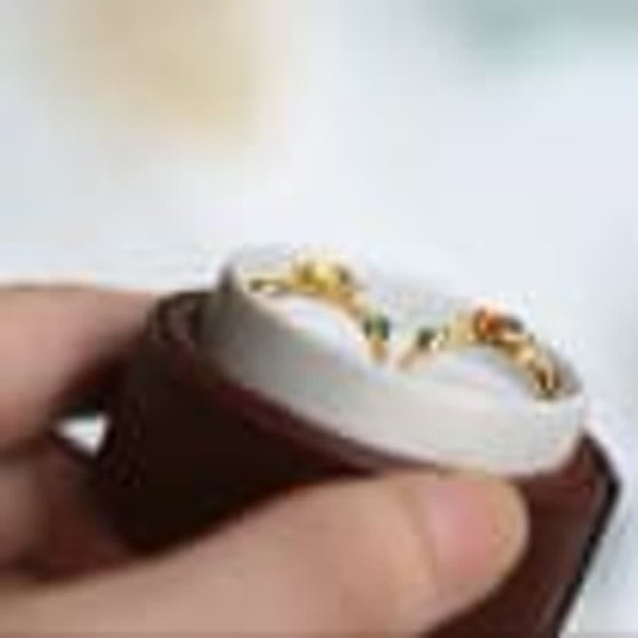 Olivenorma Retro Dainty Amber Gemstone Ring - image 6