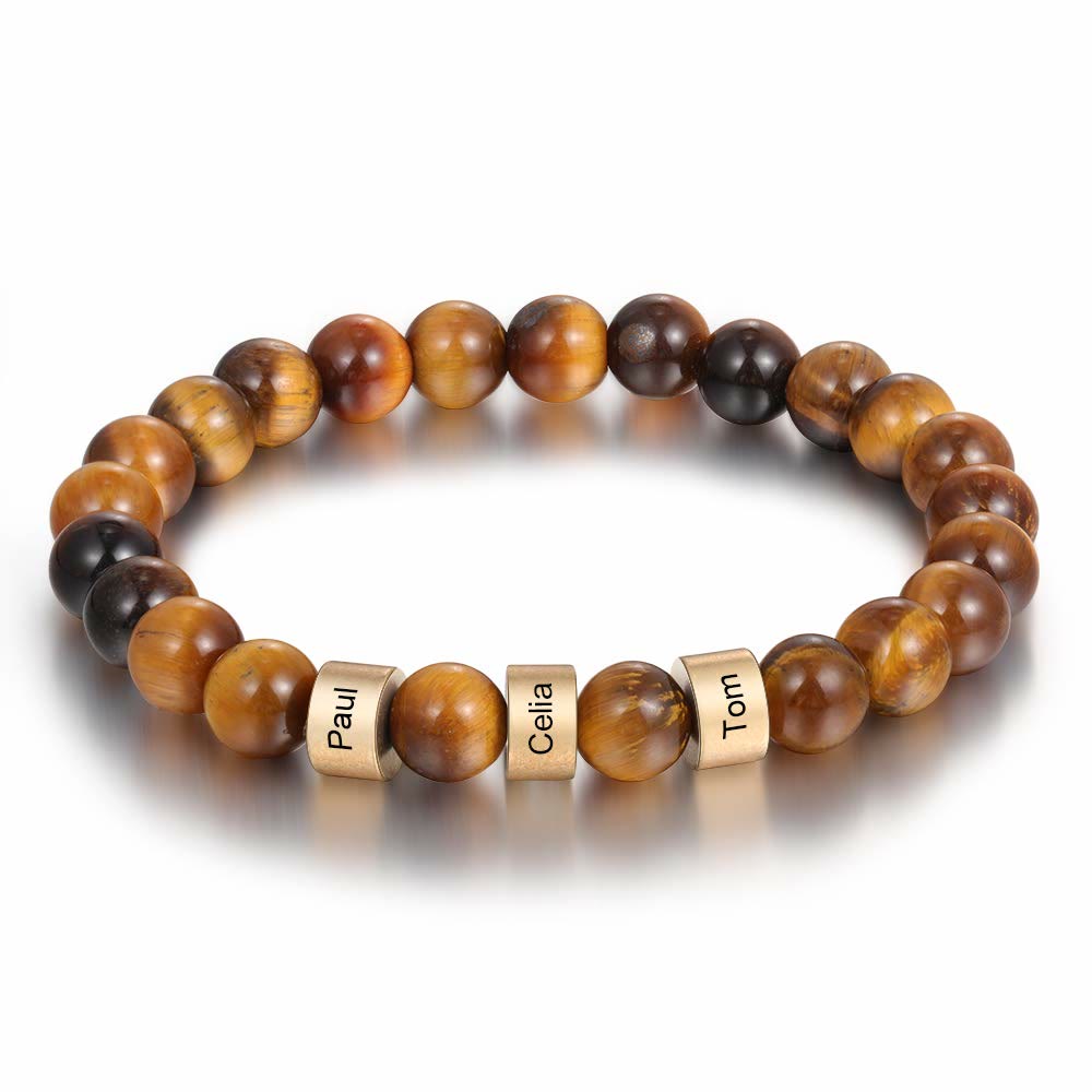 Olivenorma Natural Stone Engraving Personalized Beads Men Bracelet - image 23