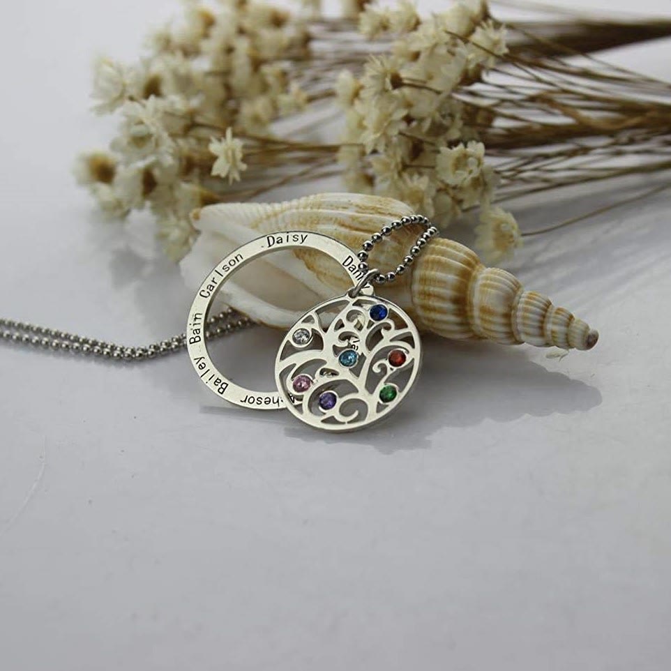Olivenorma Tree of Life Birthstone Name Engraving Necklace - image 5