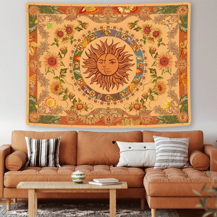Olivenorma Yellow Orange Sun And Moon Sunflower Tapestry - image 4