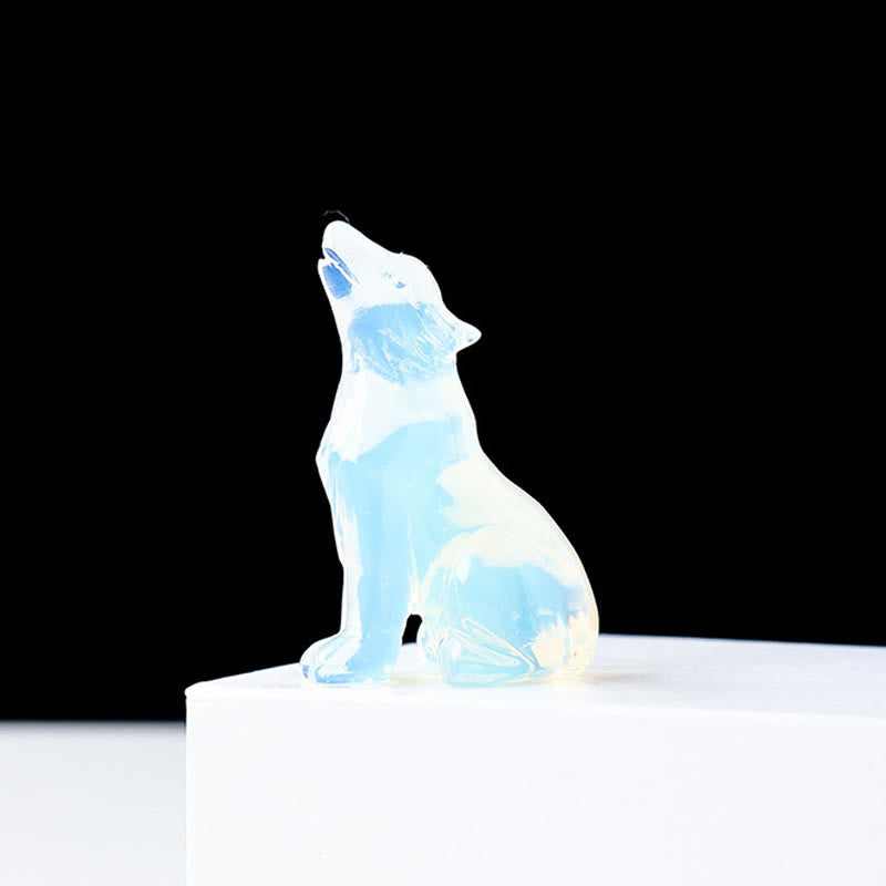 Olivenorma Natural Crystal Little Wolf Boy Gemstone Decoration - Opalite - image 16