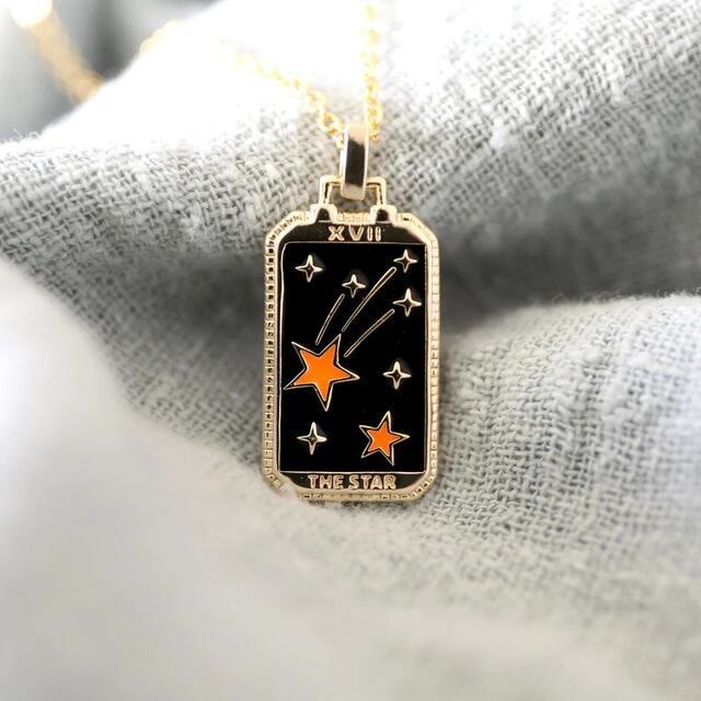 Olivenorma Retro Tarot Card Element Oil Drop Necklace - Black - image 2