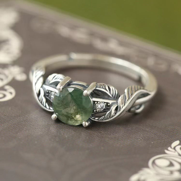 Olivenorma Natural Green Phantom Quartz Carved Leaf Ring - image 3