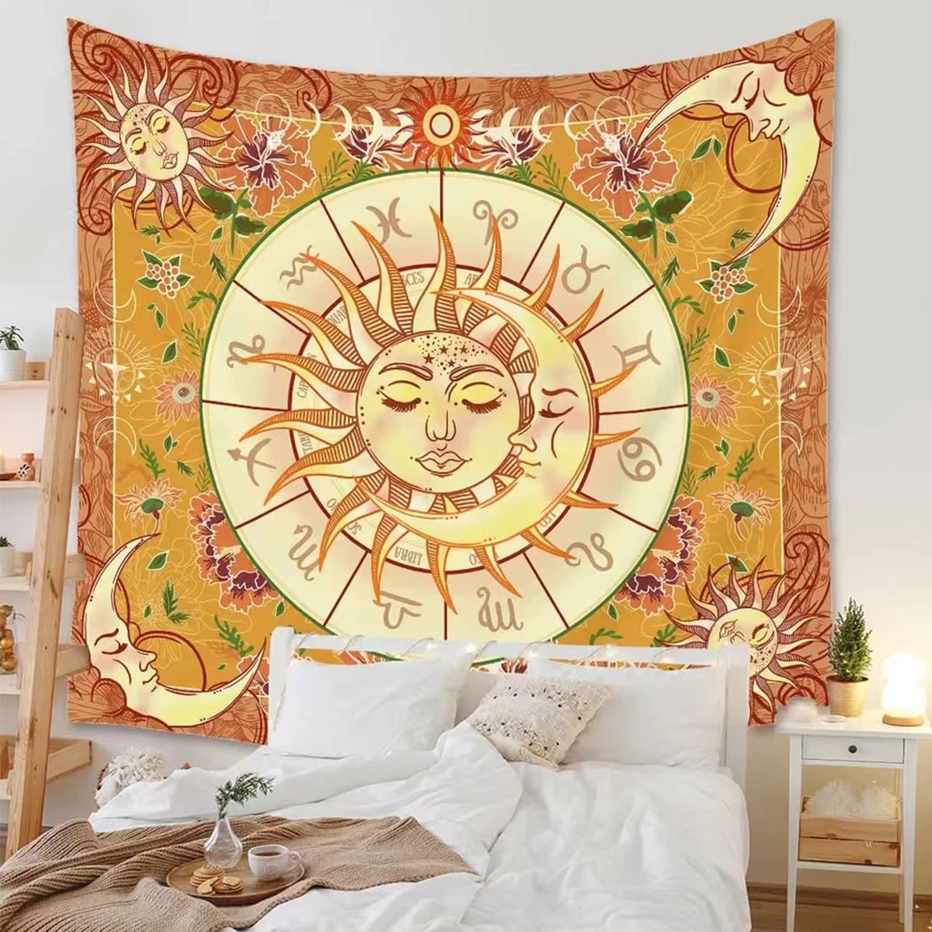 Olivenorma Yellow Sun Boho Zodiac Tapestry - image 2