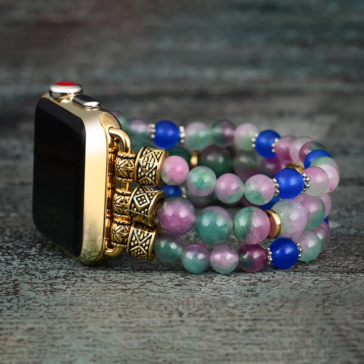Olivenorma Pink And Blue Beads Evil Eye Apple Watch Strap - image 1