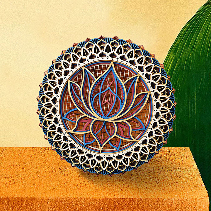 Olivenorma Lotus Mandala Wooden 3D Engraving Wall Decor - image 1