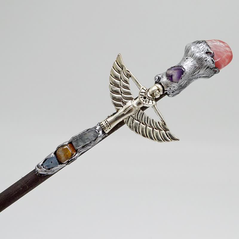 Olivenorma Witch Angel Natural Crystal Wands - Rhodochrosite - Silver - image 13
