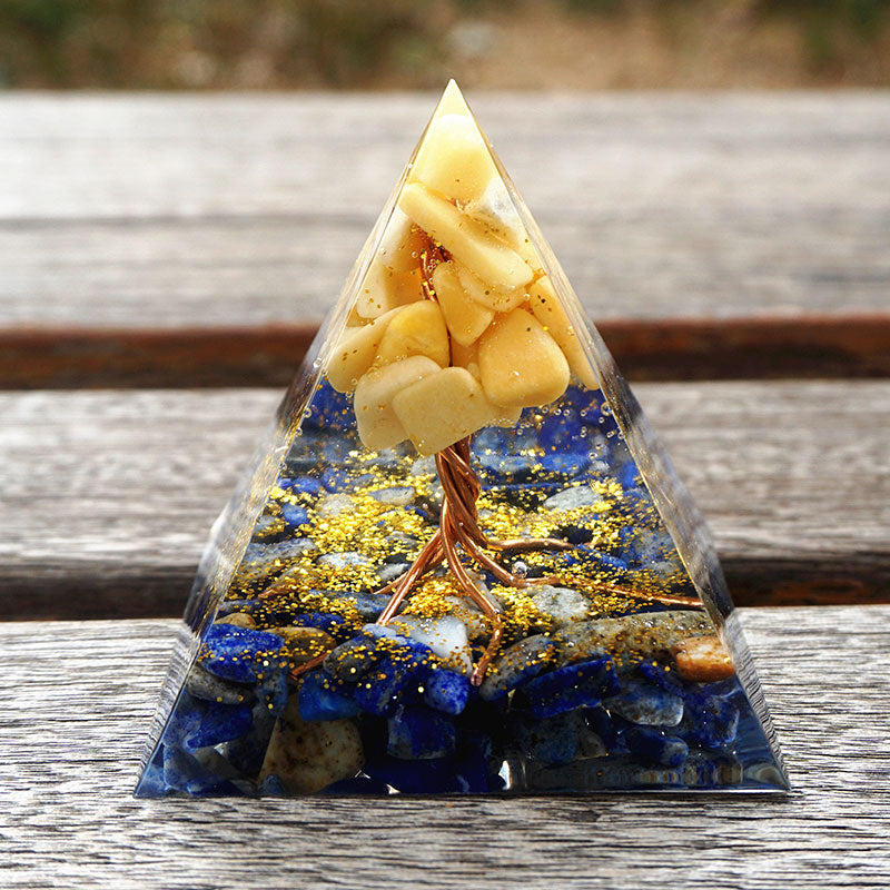 Olivenorma Yellow Aventurine With Lapis Lazuli Orgone Pyramid - 10*10cm - YES PLEASE $8 - image 0