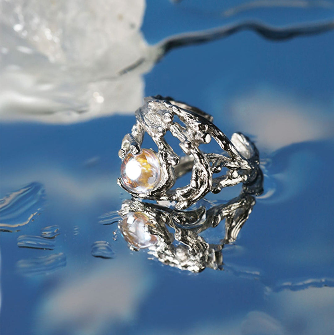 Olivenorma Irregular Branch Pattern Moonstone Ring - image 6
