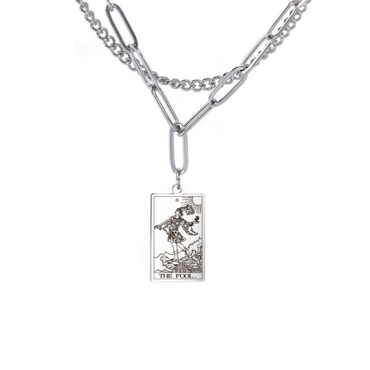 Olivenorma Tarot Card Double Chain Necklace - Silver - The Fool - image 15