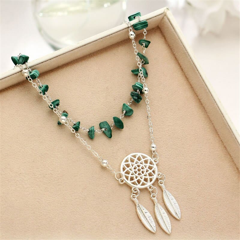 Olivenorma Natural Malachite Gravel String Bracelet Anklet - image 1