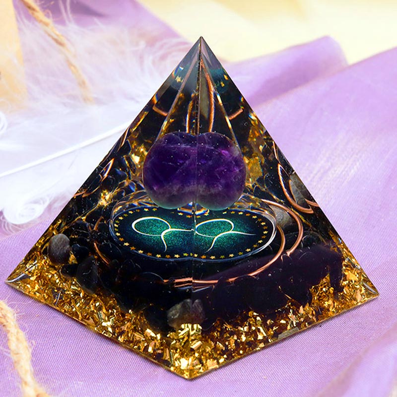 Olivenorma Amethyst Sphere With Obsidian Zodiac Taurus Orgone Pyramid - image 3