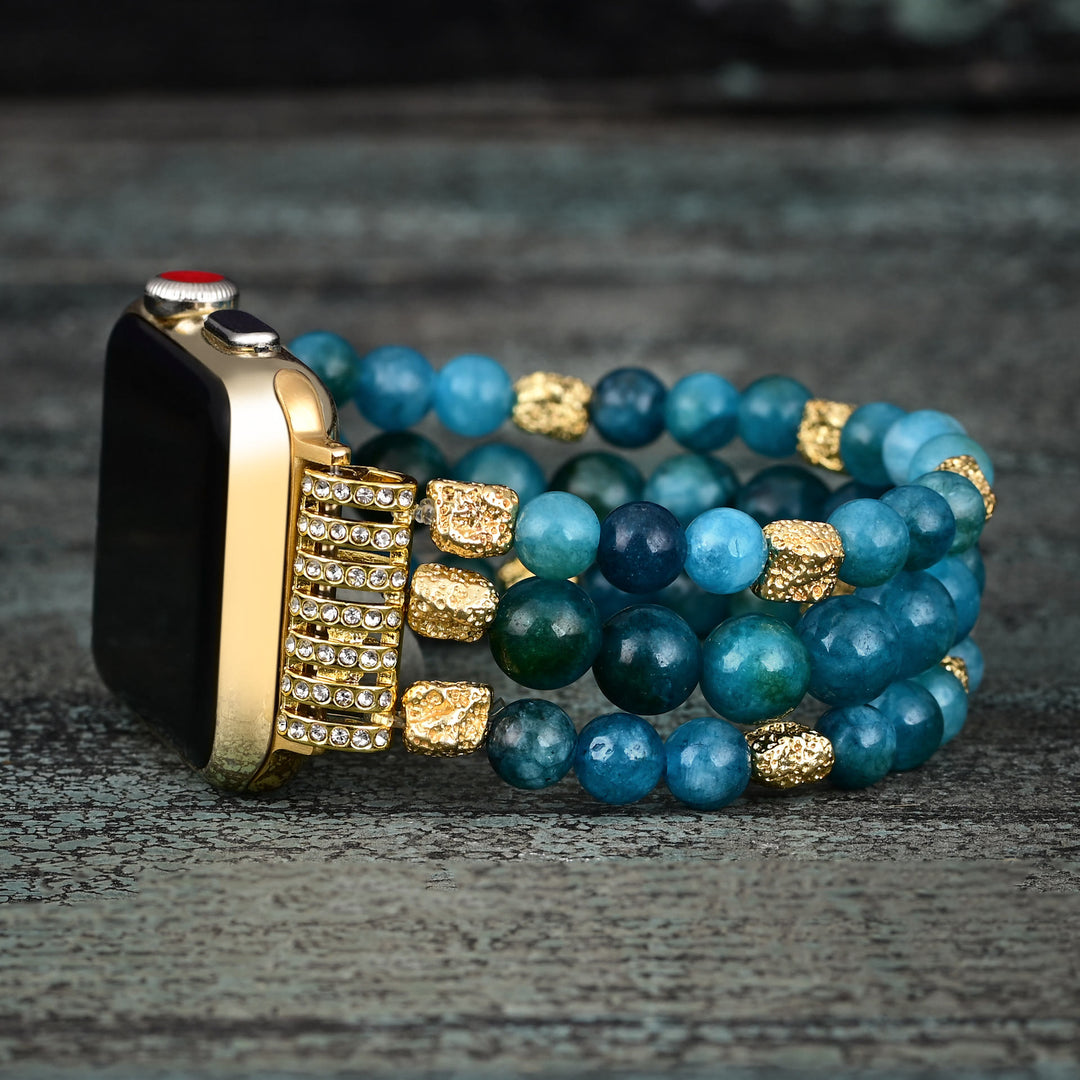 Olivenorma Blue Apatite Beaded Elastic Cord Apple Watch Strap - image 1