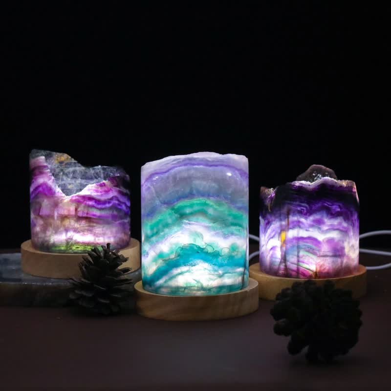 Olivenorma Natural Fluorite Cylinder Crystal Lamp - image 3