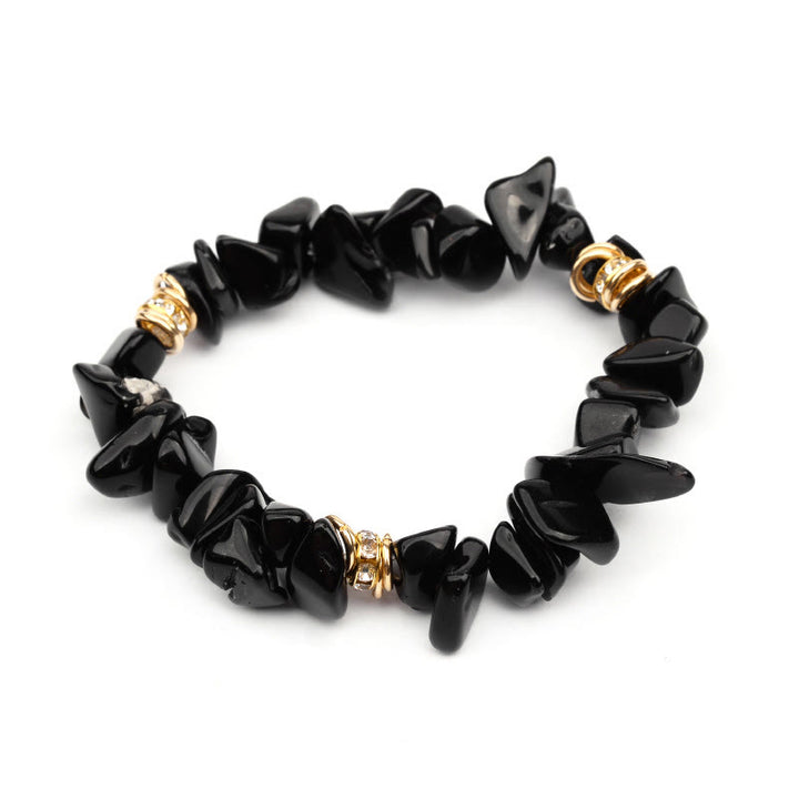 Olivenorma Irregular Stone Crystal Crushed Beads Bracelet - Obsidian - image 28