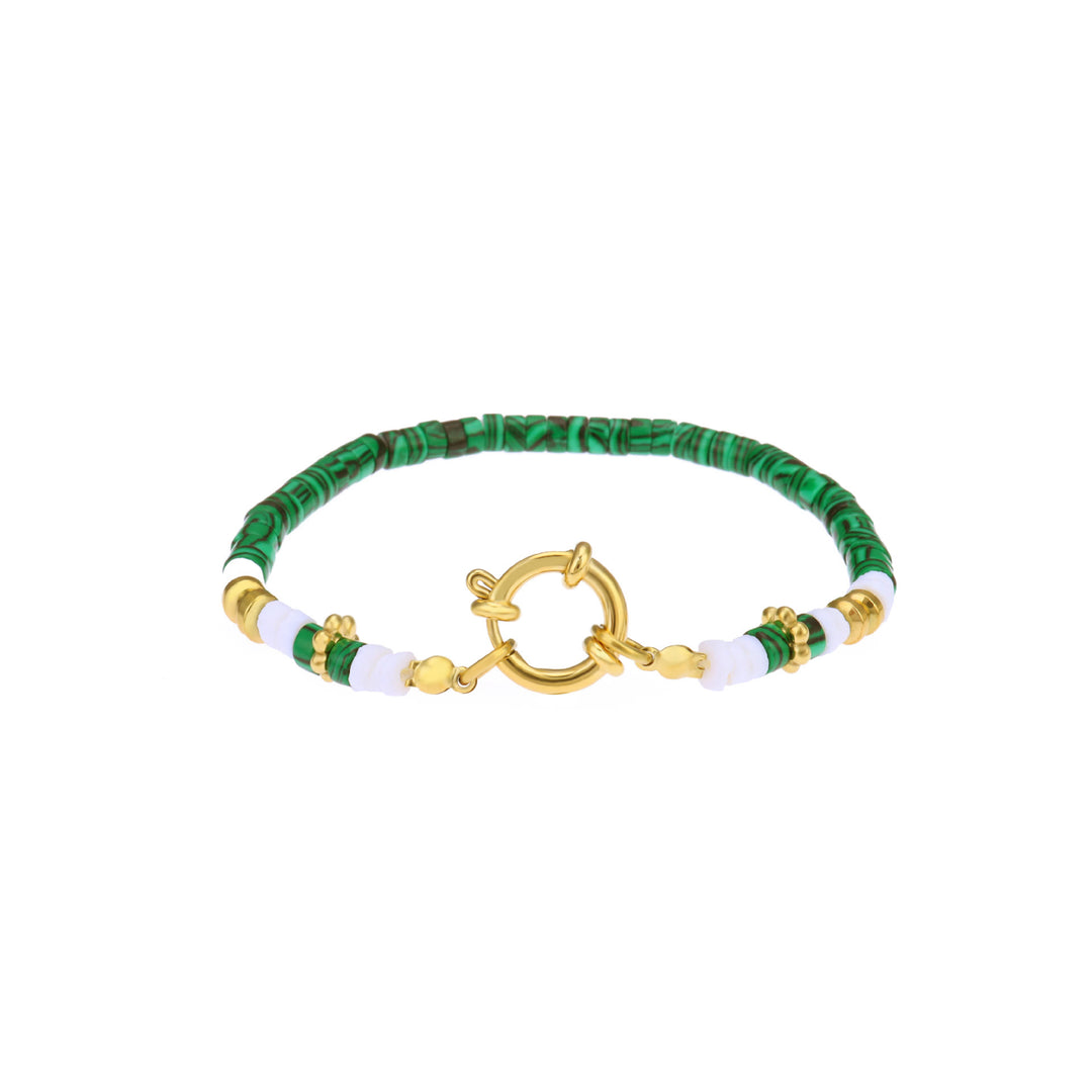 Olivenorma Natural Stone Titanium Steel Stacking Bracelet Set - Malachite - image 10