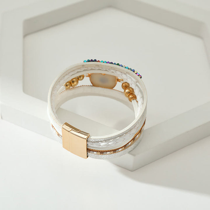 Olivenorma "Triple Protection" Heart Crystal Gold Bead Evil Eye Bracelet  - image 9