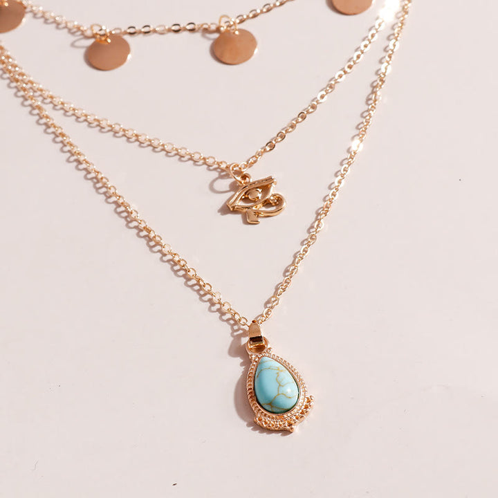 Olivenorma Turquoise Eye Of Horus Pendant Four Layer Necklace - image 2