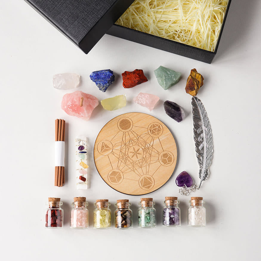 Olivenorma Natural Healing Gemstone Gravels 7 Chakra Raw Stone Set - image 4