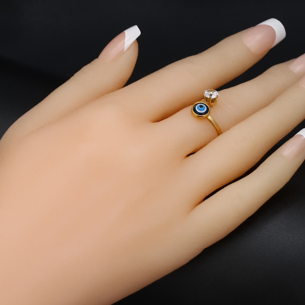 Olivenorma White Zircon Gold Plated Evil Eye Women Ring - image 8