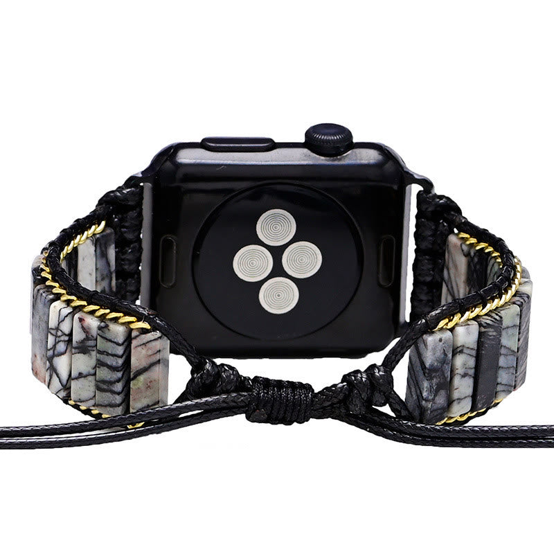 Olivenorma Black Jasper Beaded Apple Watch Strap Wrap Bracelet - image 5