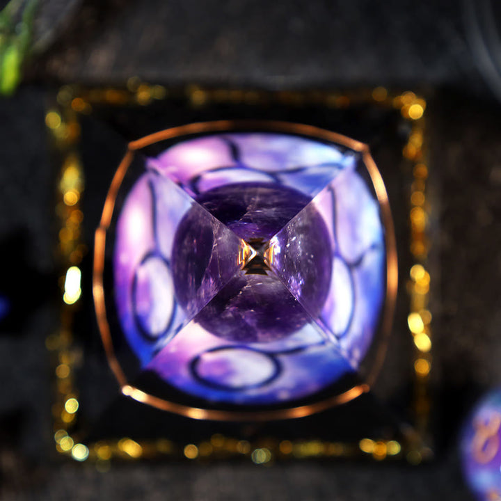 Olivenorma Amethyst Ball Obsidian Gravel Zodiac Taurus Orgone Pyramid - image 3