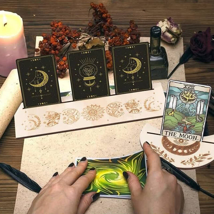 Moon And Eyes Wooden Tarot Card Holder - image 2