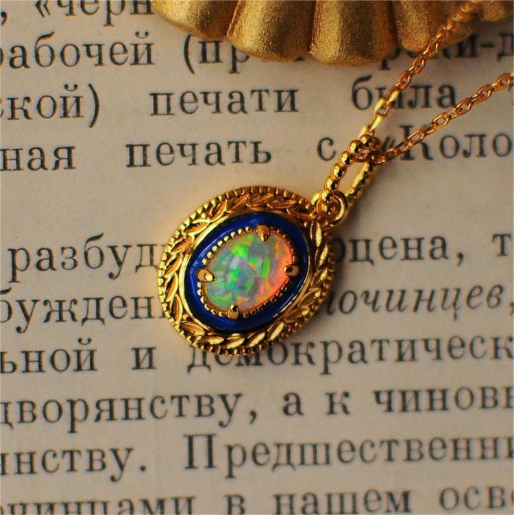 Olivenorma Natural Opal Inlay Pendant Necklace - image 4