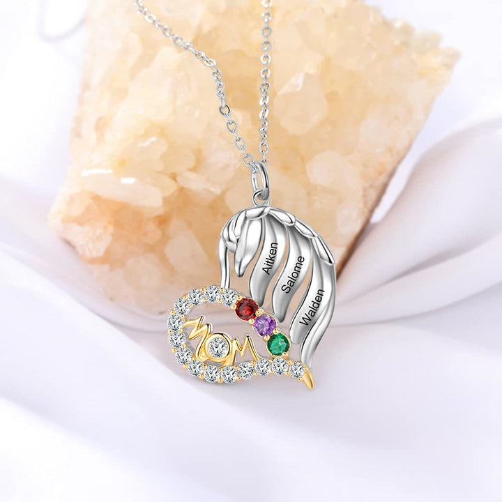 Olivenorma Mothers Birthstones Half Diamond Heart Necklace - image 4
