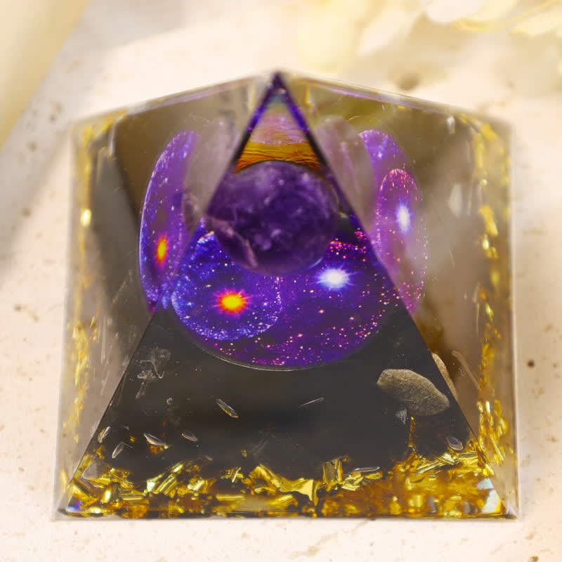 Olivenorma Yin And Yang Obsidian Orgone Pyramid - image 9