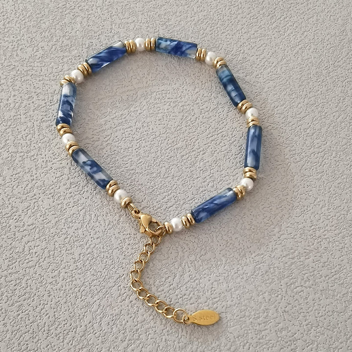 Olivenorma Natural Crystal Four Piece Beaded Bracelet Set - Kyanite&Pearl - image 1