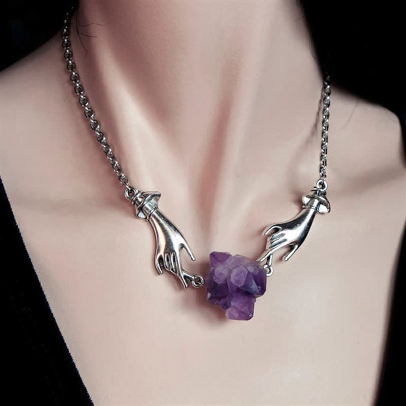 Amethyst Angel Hand Healing Necklace - image 5