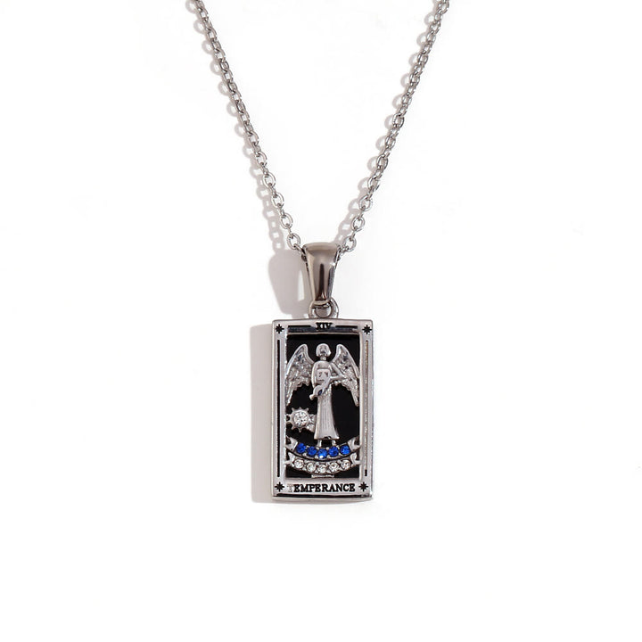 Olivenorma Stainless Steel 18k Gold Plated Tarot Card Necklace - TEMPERANCE - Silver - image 22