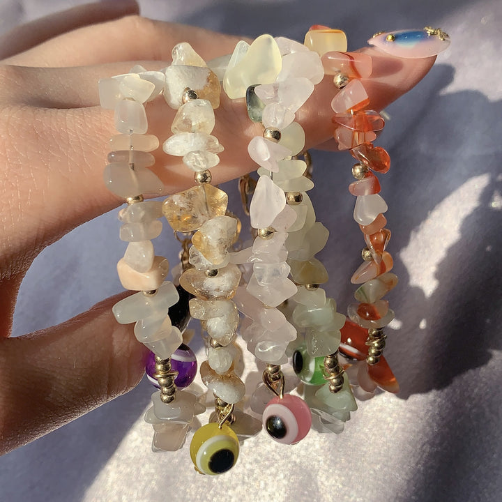 Olivenorma Natural Crystal Gravel Evil Eye Pendant Bracelet - image 33