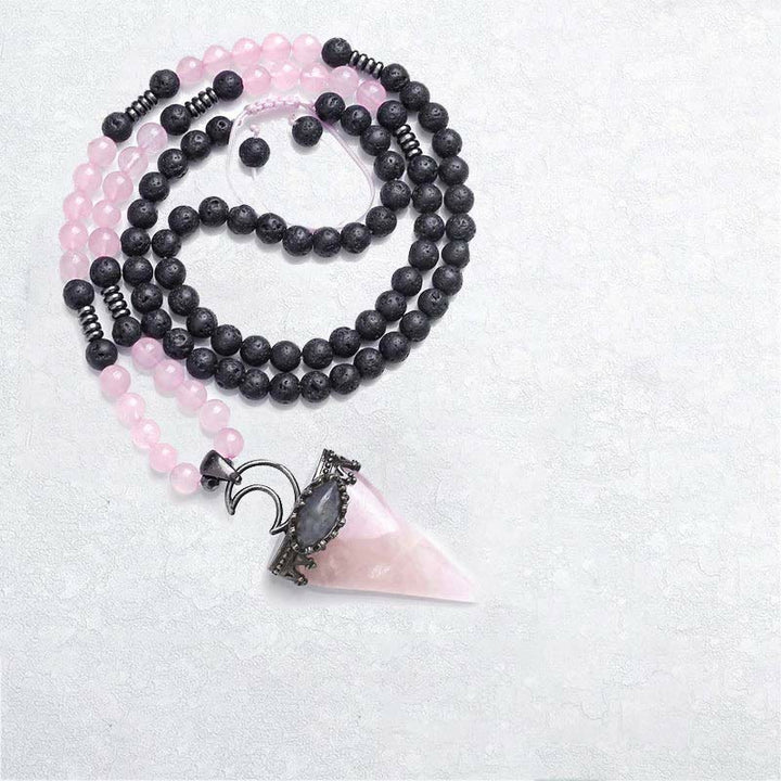 Olivenorma Natural Crystal Triangle Shape Pendant Necklace - Rose Quartz - image 9