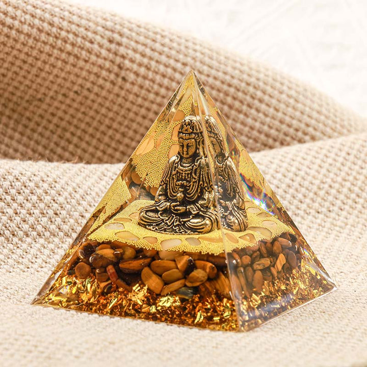 Olivenorma Buddha With Tiger Eye Protection Orgone Pyramid - image 2