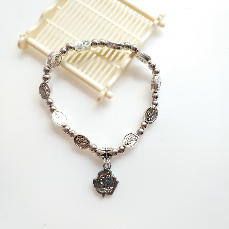 Olivenorma Acrylic Crystal Stretch Wire Alloy Christianity Cross Bracelet - Holy Medal - image 6